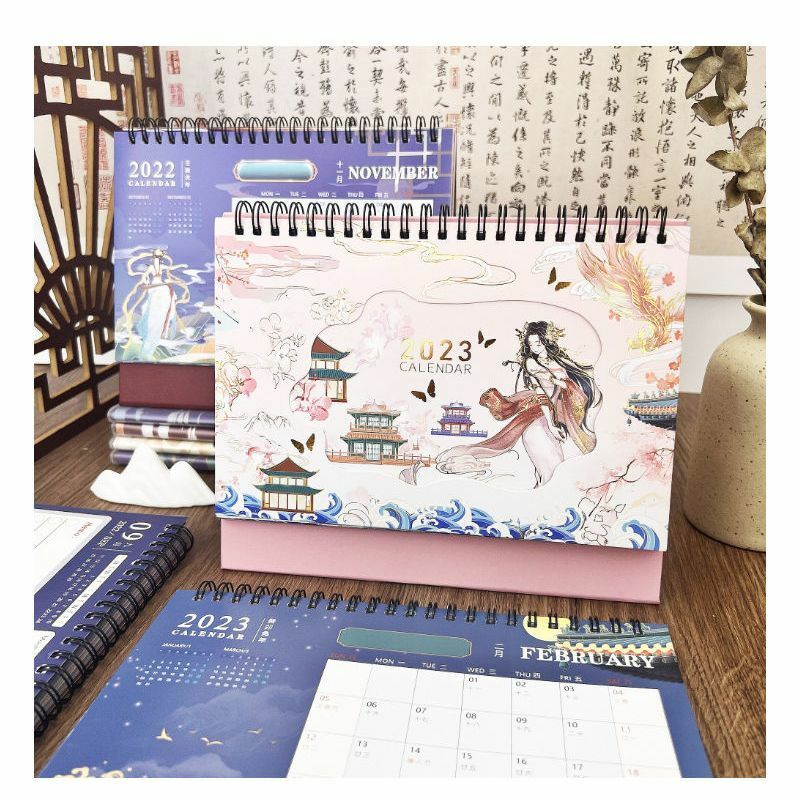 中国風のtaiwanカレンダー2022デスクトップ装飾品ステッカー2023垂直小月間