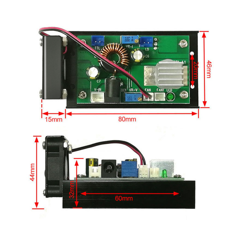 Diodo Láser Universal de alta potencia, corriente constante, modulación TTL ajustable de voltaje, rojo/verde/azul