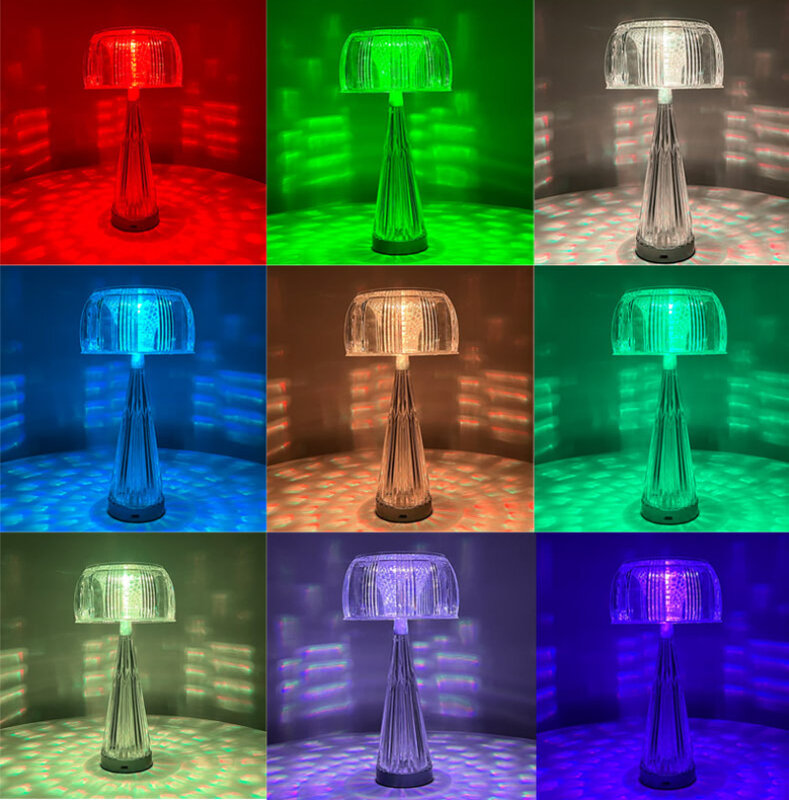Jellyfish Acrílico Table Lamp Touch Romântico RGB Atmosfera Bar Quarto Desktop Decoração Luz Outdoor Portable Night Lighting