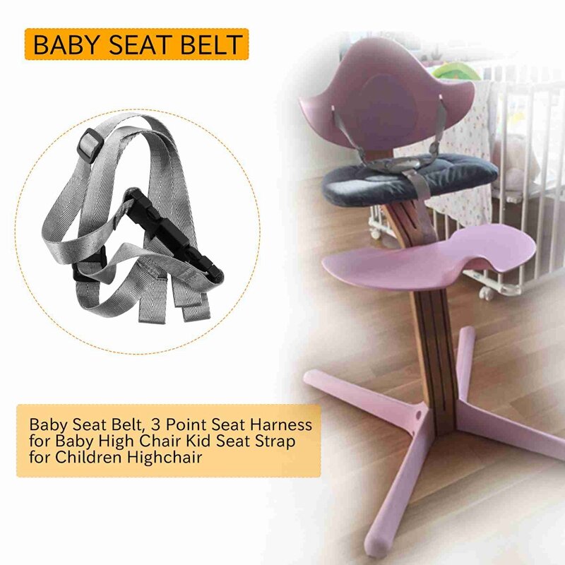 Baby Seat Belt, 3 Point Seat Harness for Baby High Chair Kid Seat Strap for Children Highchair