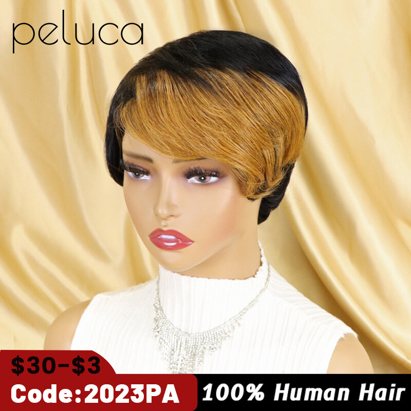 Short Cute Pixie Cut Wigs Straight Hair Remy Human Hair Wig For Black Women Natural Short Wig Fast Shipping 150% Density