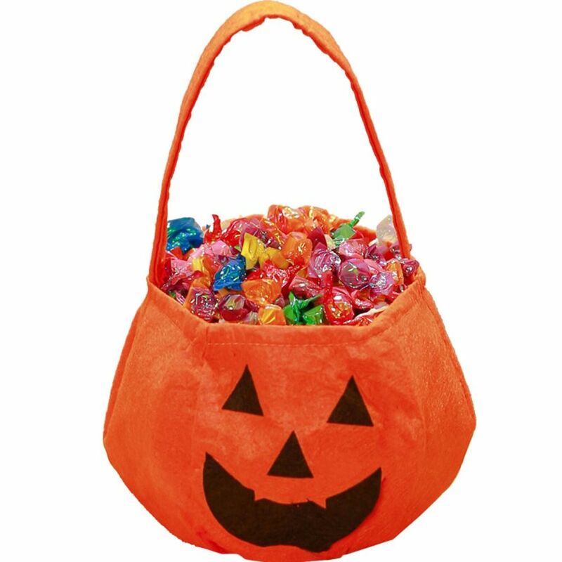 Bolsa de regalo de fieltro de lana de Halloween, bolso de mano divertido, Cubo de caramelo de calabaza, bolso de mano no tejido para fiesta