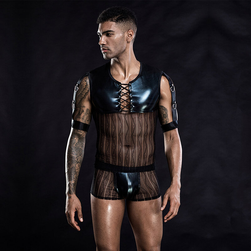 Conjunto de lencería Sexy para hombre, uniforme de camarero, ropa interior erótica, Bondage, Cosplay