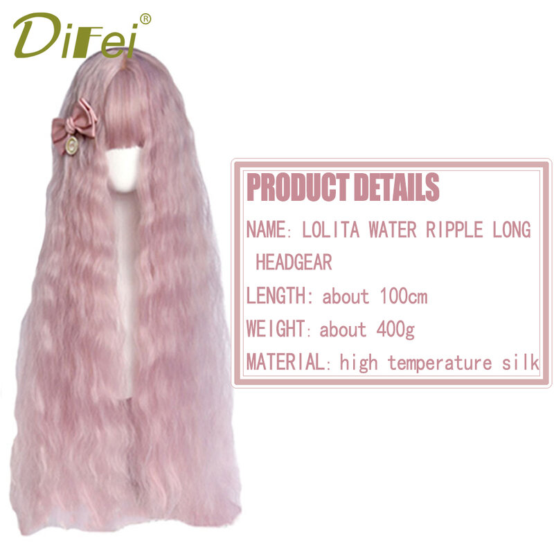 Wig Headgear Female Synthetic Long Curly Hair Reira Serizawa Cos Corn Curly Hair Pink Wig Headgear