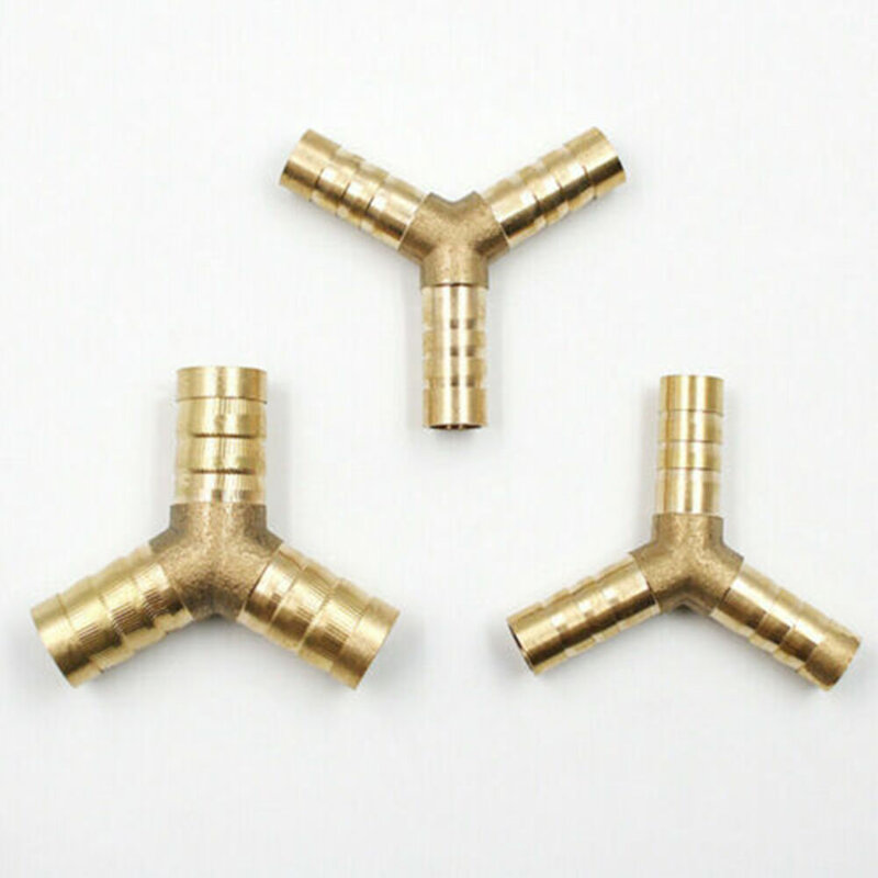 6mm 8mm 10mm 12mm Air Water Gas All Copper Material Brass Fuel Hose Joiner Tee Connector Garden Tool Accessories