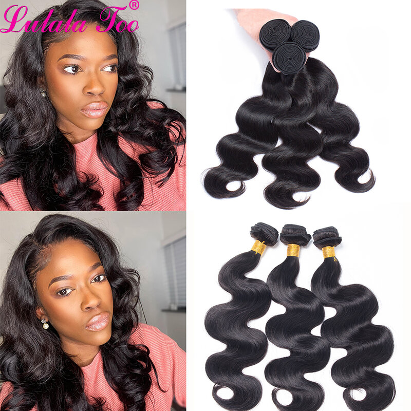 Lulalatoo Body Wave Human Hair Bundles 8-36 Inch Double Weft Brazilian Hair Weave Bundles Natural Wholesale Remy Hair Extensions