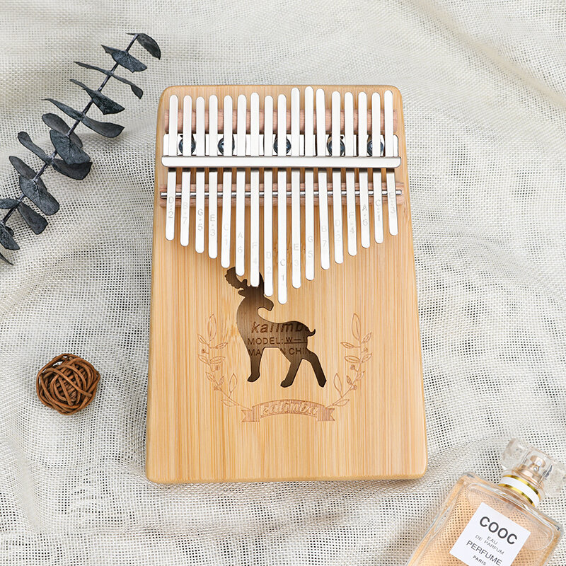 Kalimba Piano jempol 17 nada, instrumen musik badan kayu Okoume padat dengan buku belajar hadiah musik Kalimba 17 tombol