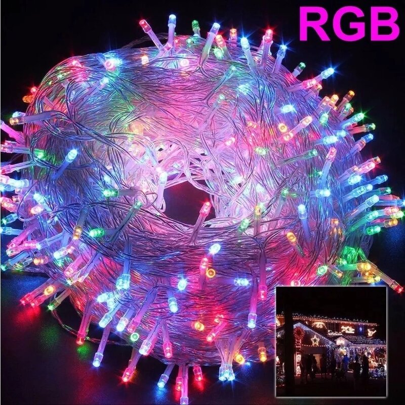 LED String Fairy Light, Luzes de Natal para festa de casamento, Luzes de férias, 8 modos, 5m, 10m, 20m, 30m, 50m, 100m