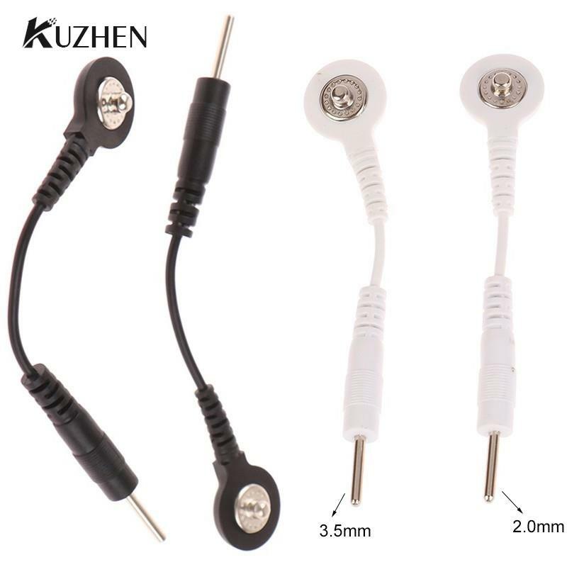 2pcs Electrode Lead Wire Connecting Cables Plug 2.0mm Snap 3.5mm Male Connector Cable Use For Tens/EMS Massage Machine Device