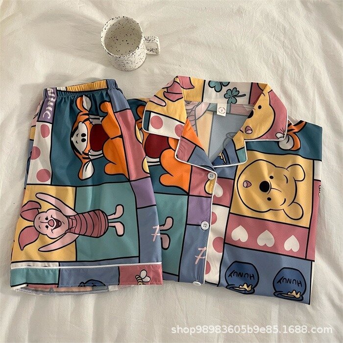 Disney Mickey und Minnie Prinzessin print pyjamas frauen sommer kurzen ärmeln hosen dünne sommer hause service anzug