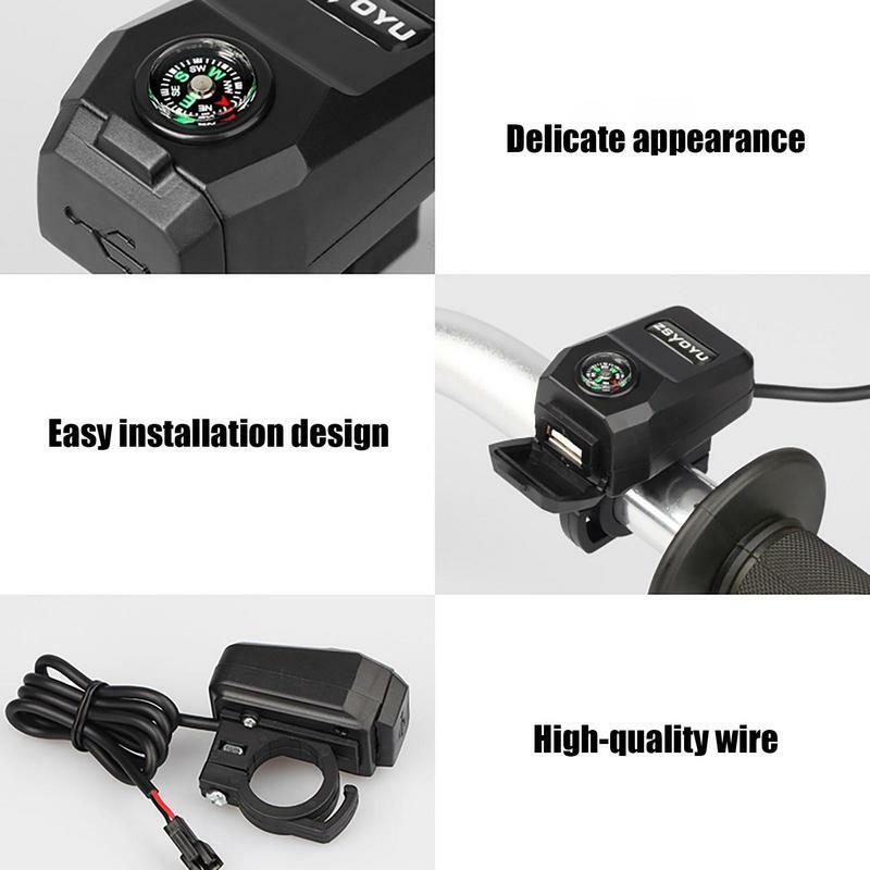 Chargeur rapide USB pour moto, chargeur de téléphone boussole Dust-Verde, port de chargeur USB, prise de courant, adaptateur de chargeur de téléphone pour Hurbikes