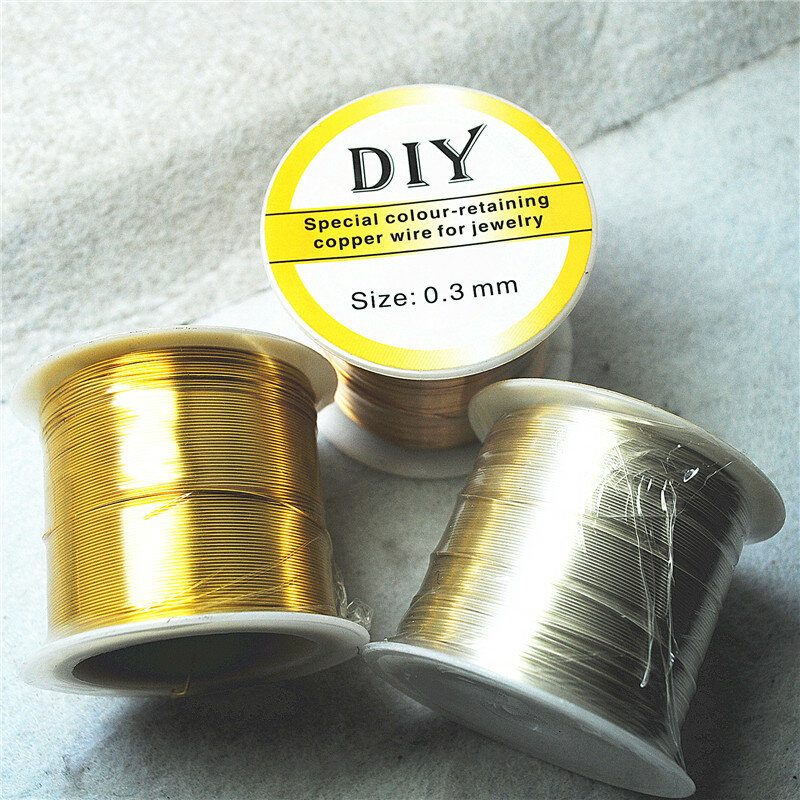 Fio especial de retenção de cor Cooper, DIY Jóias Fidings, cores douradas, 0.3mm, 0.4mm, 0.6mm, 0.8mm, 1 rolo