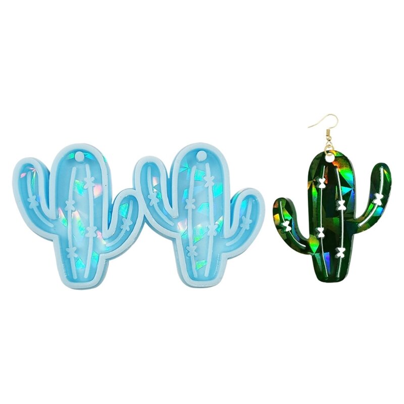 Earring Resin Mold Silicone Pendant Casting Resin Epoxy Mold for Keychain Jewelry Making Cactus Resin Mold