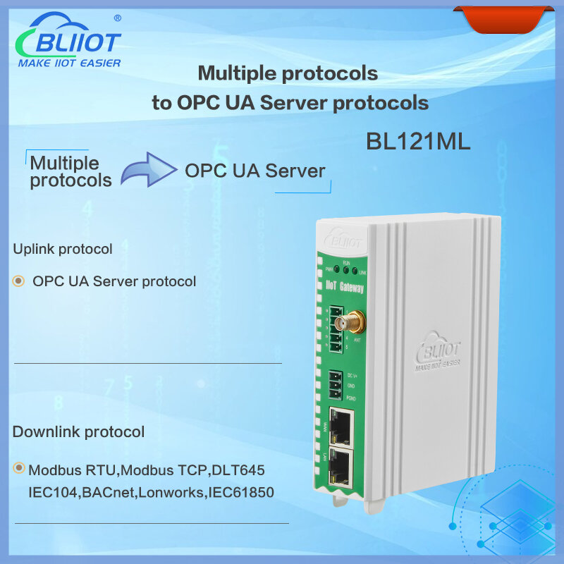 Bliiot-puerta de enlace de conversión inteligente de protocolos industriales, medidor inteligente DLT645 modbus RTU TCP a opc ua, compatible con ethernet wifi