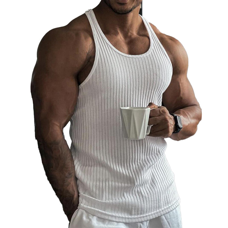 Mens Tops Mens Vest Large Leisure Outdoor Regular Sleeveless Solid Color Casual U-Neck Comfortable Comfortable