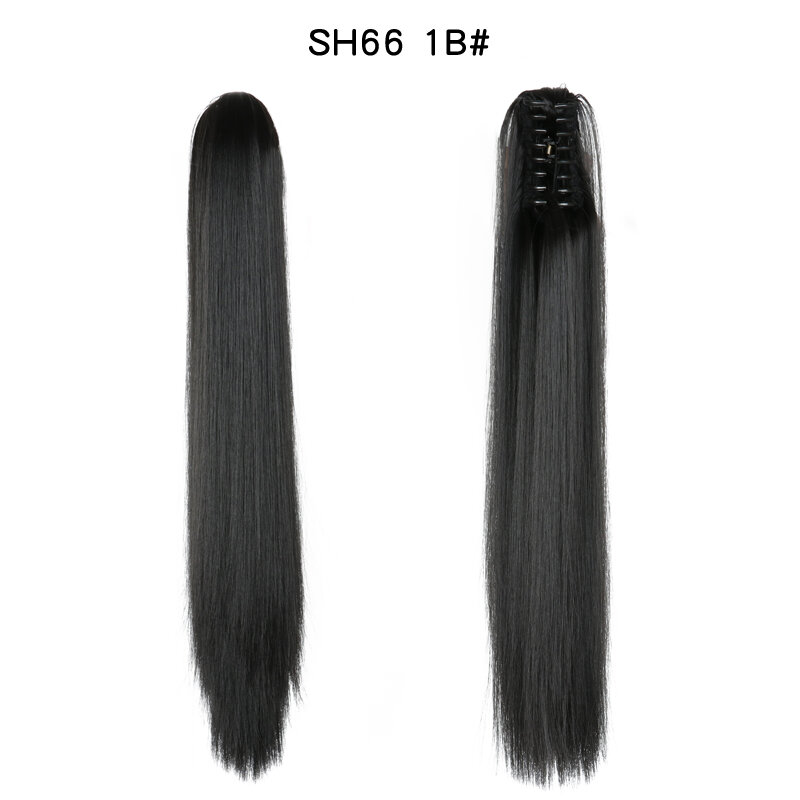 Syntetyczne długie proste klamra na przedłużeniach do kucyka z włosów kucyka 22 Cal 150 g/zestaw żaroodporne koński ogon do kucyka z włosów włosy dla kobiet