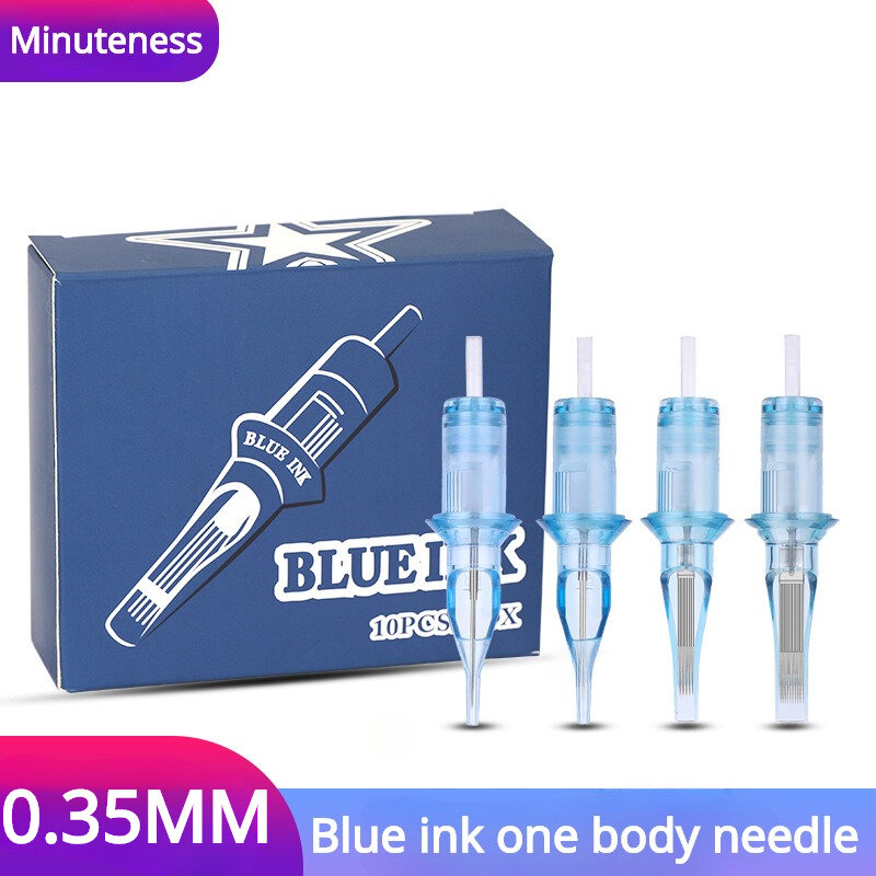 10Pcs/BoxTattoo Needle Once Semi-permanent Needle Mouth Blue Ink One Body Needle Professional Cheyenne Tattoo Supplies Needles