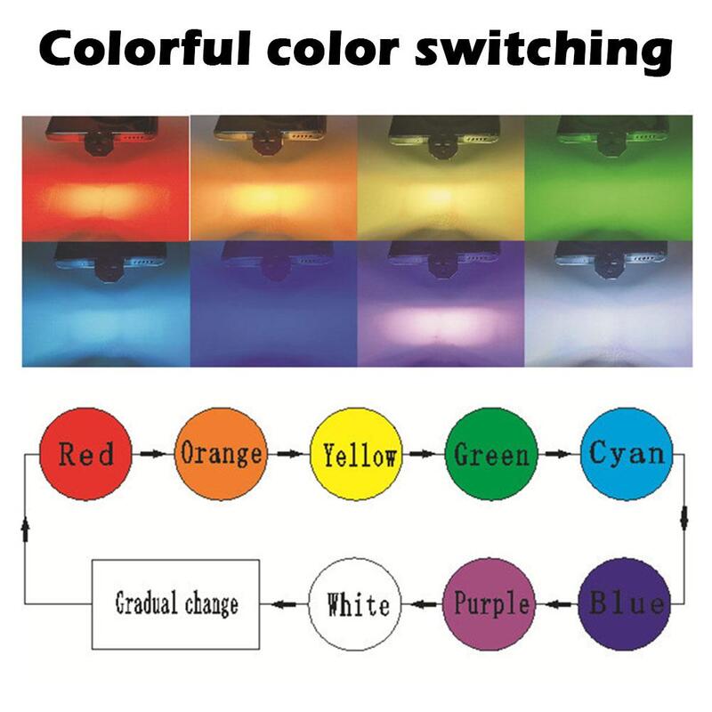 Mini tipe-c LED RGB multi-fungsi, lampu sekitar 8 warna dapat diubah 5V untuk komputer dan bank daya berbagai perangkat