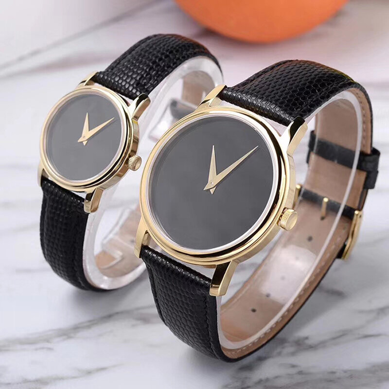 Brand Wrist Watches Classic Men Women Couples Lovers 38mm 28mm Stainless Steel Case Leather Strap Quartz Clock M8