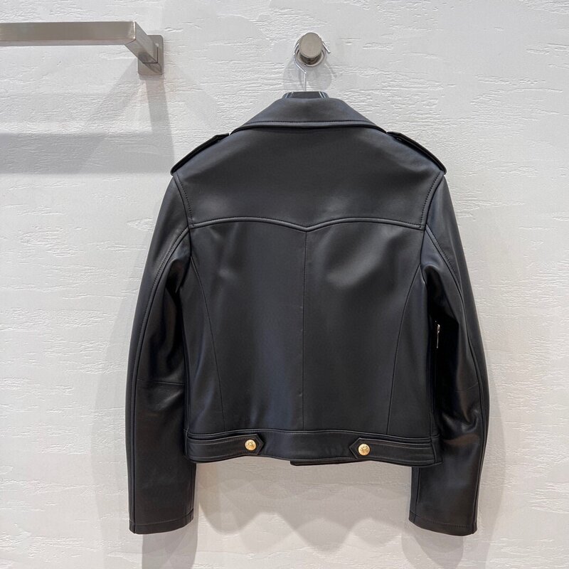 2023 Spring Brand New Designer Women's High Quality Sheepskin Genuine Leather Biker Jackets B126
