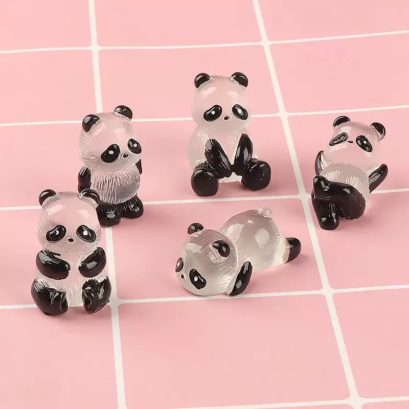 Gloeiende Panda Mini Beeldjes Miniatuur Panda Micro Landschap Ornament Gloeiend In Donker Miniatuur Bloem Ingemaakte Decor