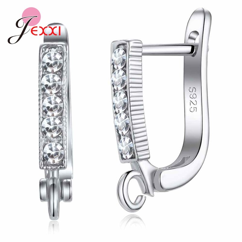 Trendy 925 Sterling Silver Earring Hooks For DIY Jewelry Makings Cubic Zirconia Earring Clasps Accessories