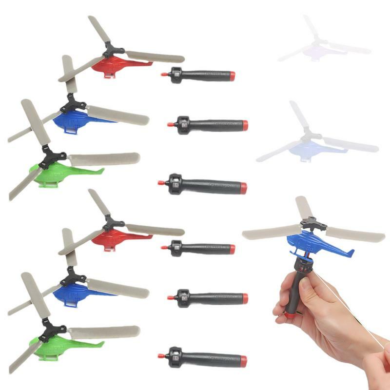 Hand Helicopter Spinner 6pcs Propeller Toy Spin Copter Flying Toy Funny Learning & Educational Toys Pull String Flying Toy