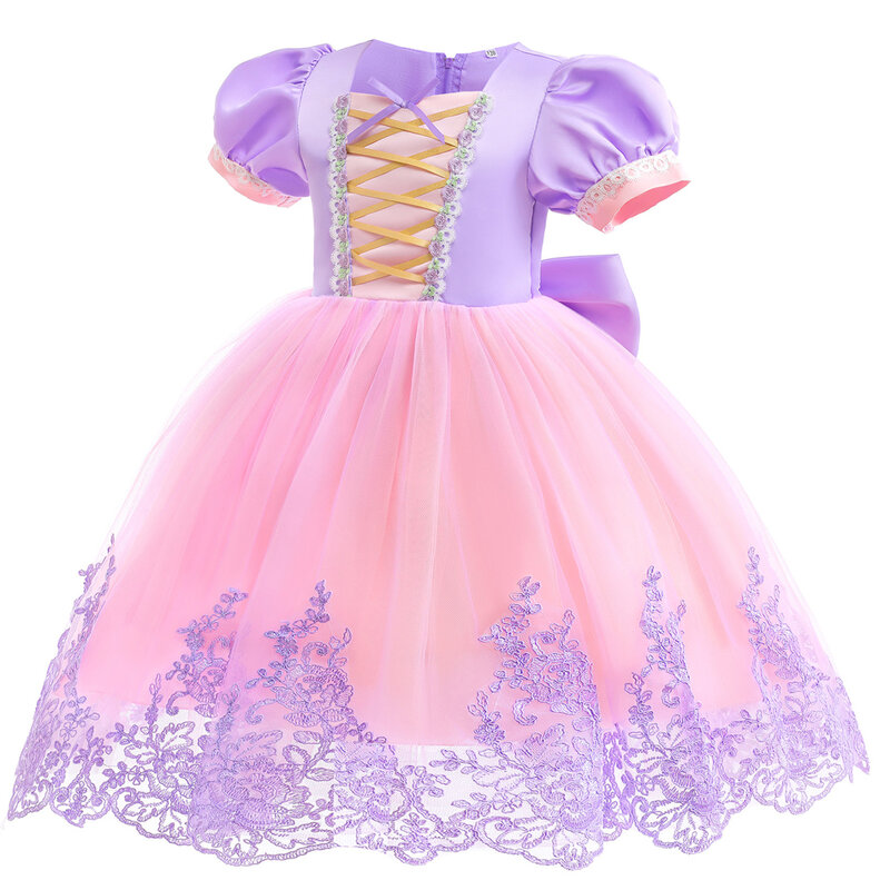 Vestido de princesa Rapunzel para crianças, vestido elegante para crianças, traje cosplay para festa de carnaval, vestido emaranhado para aniversário e Halloween, bebê menina