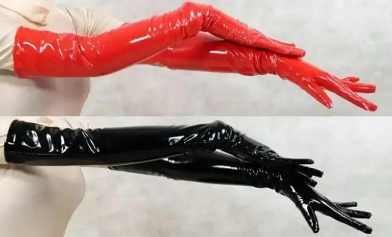 Women Sexy Glossy Latex Stretch Gloves Wetlook Leather Long Gloves Exotic Pole Dance Performance Clubwear Accessory
