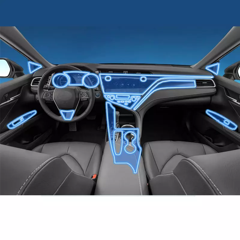 Película protectora transparente para coche, pegatina Interior para puerta de Control Central, Panel de volante de engranaje de aire, TPU, para Toyota Camry 2018-2021