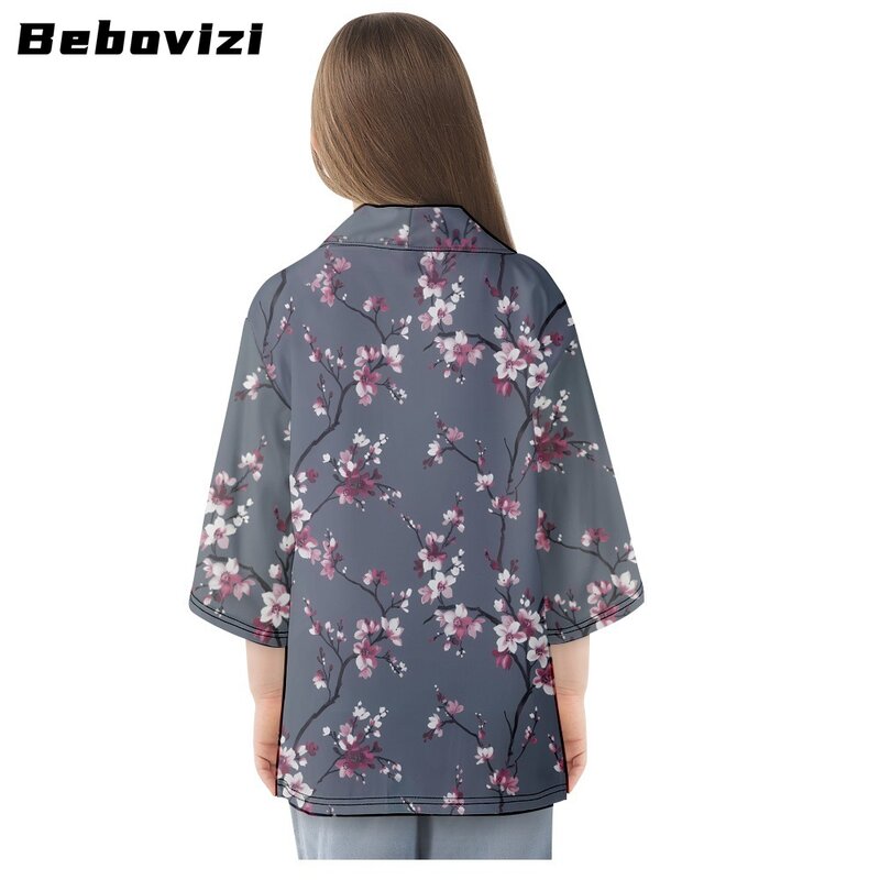 Japanse Streetwear Bloemenprint Oversized Vest Dames Harajuku Haori Strand Grey Kimono Cosplay Top Shirts Yukata