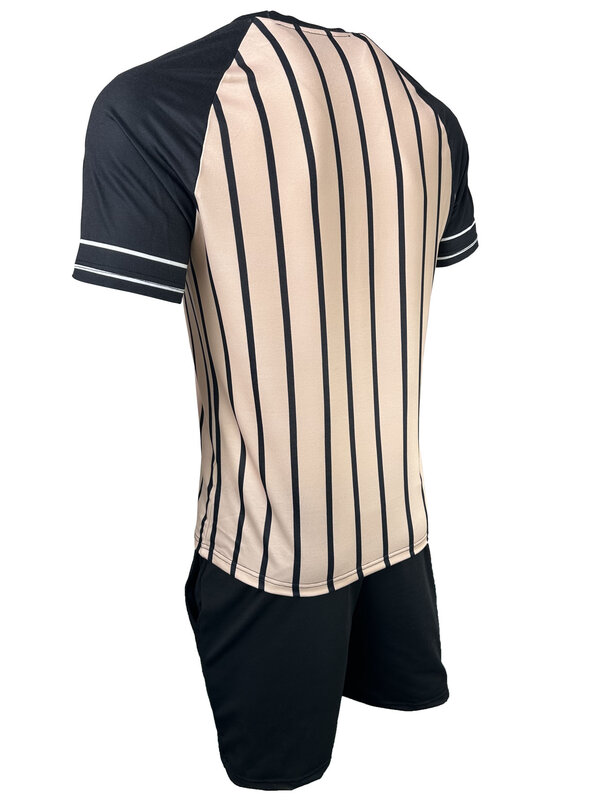 2024 Classic Stripe T-shirt Men's Casual Sports Top Fashion T-shirt Summer Short Sleeve Men's Street Set