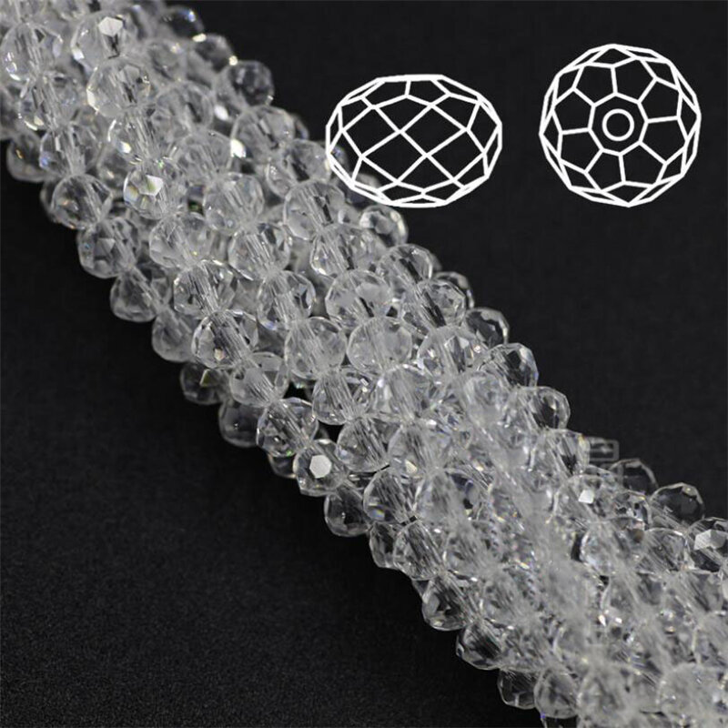 Cristal de Vidro Facetada Beads, Rondelle Spacer Bead, Fazer Jóias, DIY Beading Projetos, Qualidade AAA, 3mm, 4mm, 6mm, 8mm, 10mm