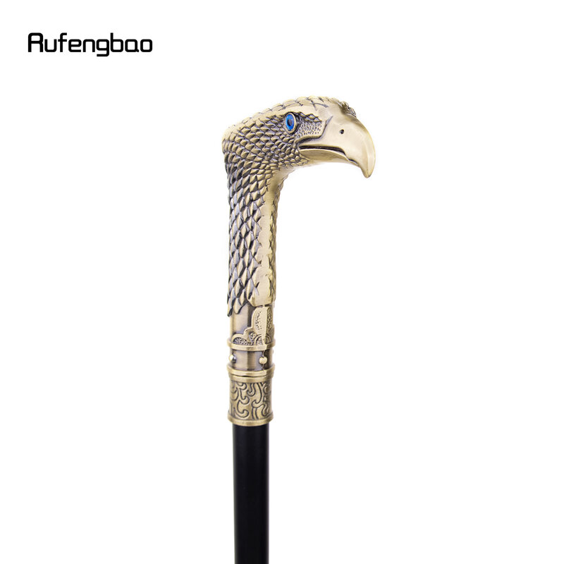 Coppery Blue Eye Eagle Single Joint Walking Stick with Hidden Plate Self Defense Fashion Cane Plate Cosplay Crosier Stick 93cm