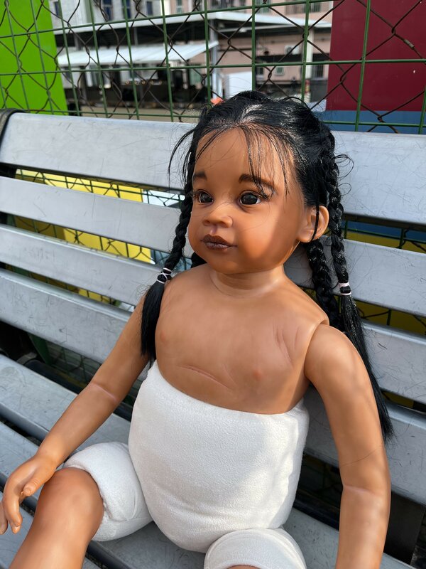 FBBD-Custom Made Reborn Baby Meili Kit Pintado, Pele Negra DIY, Menina Enorme Africana, Peça DIY sem Vestido, 32"
