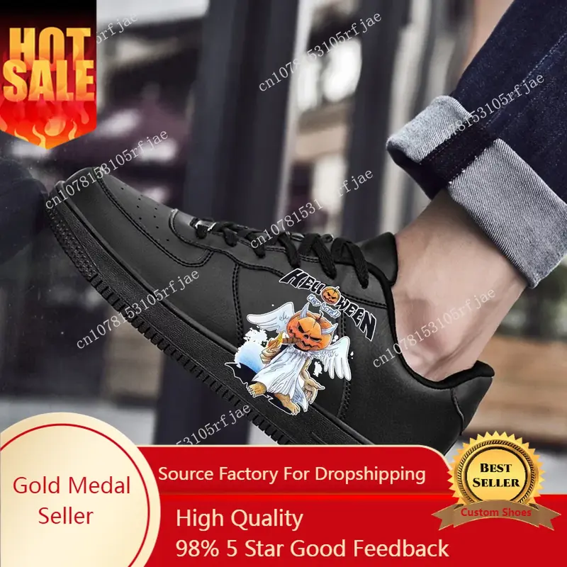 Helloween-Zapatillas deportivas de baloncesto para hombre y mujer, zapatos planos de alta calidad con cordones de malla, hechos a medida, DIY