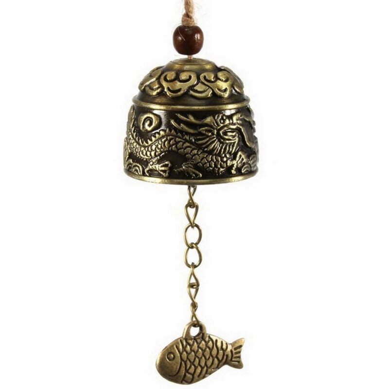 Vintage smok Fengshui zabawka dzwonek szczęście do domu wiszący Windchime prezent z błogosławieństwem