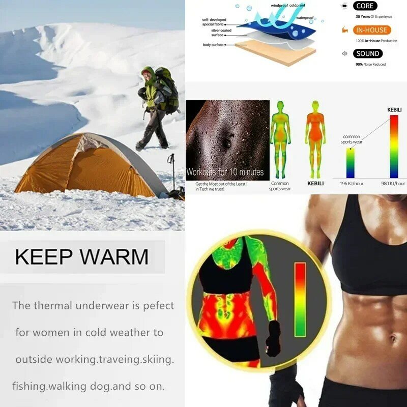 Mulheres de manga comprida fibra térmica de mangas compridas tops de aquecimento, roupa interior quente, sauna Bottoming camisa, cor sólida
