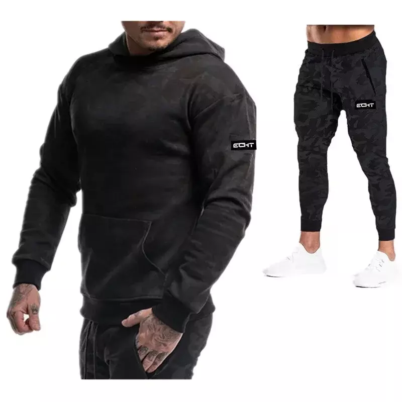 Men's cotton sportswear, sportswear, two-piece set, hooded shirt, sports pants