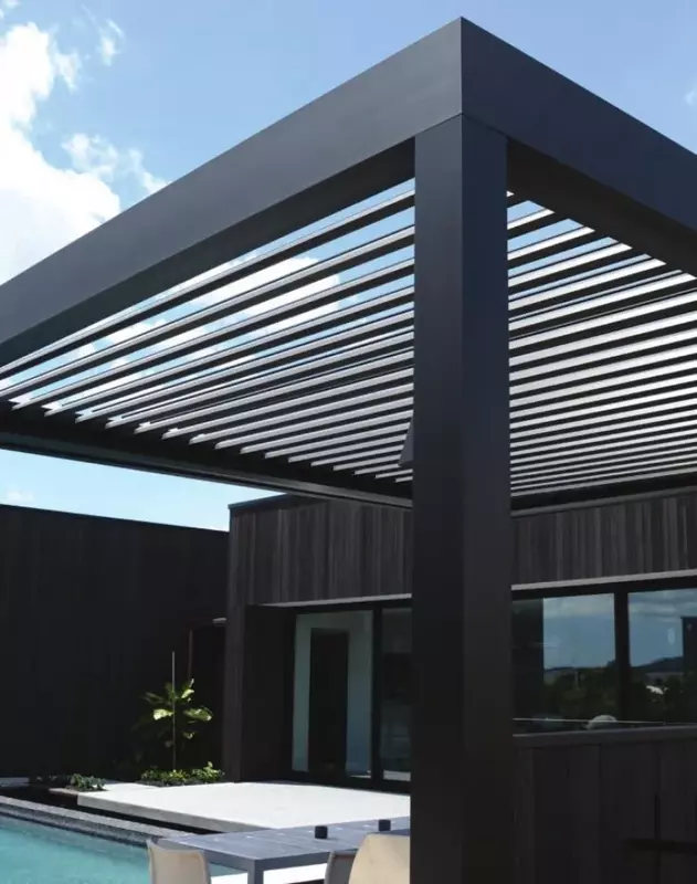 Outdoor Garden Bioclimatic Sunshade Waterproof Louvered Roof Pergola with Fans