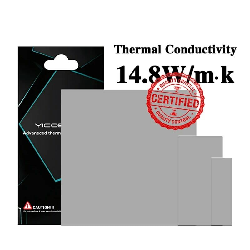 Almohadilla térmica de conducción de calor, disipador de calor de 14,8 W/mk, para ordenador portátil, GPU, tarjeta de vídeo VGA, CPU, silicona conductora de refrigeración