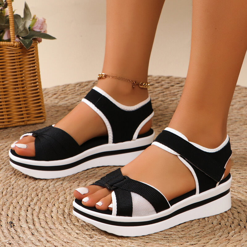 Sandalias romanas con plataforma y cuñas para mujer, zapatos de tacón informales a la moda, calzado de verano, 2024