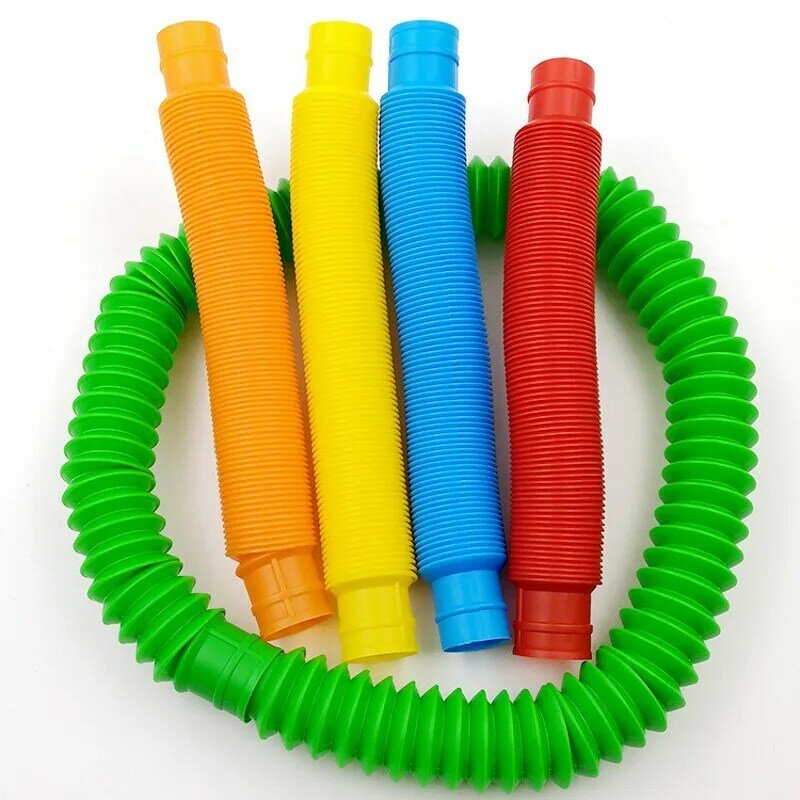 Colorido Pop Tubes Sensory Toy para crianças e adultos, Fidget, Stress Relieve, Kids, Folding, Plastic Bellows, Squeeze Toys, 5pcs