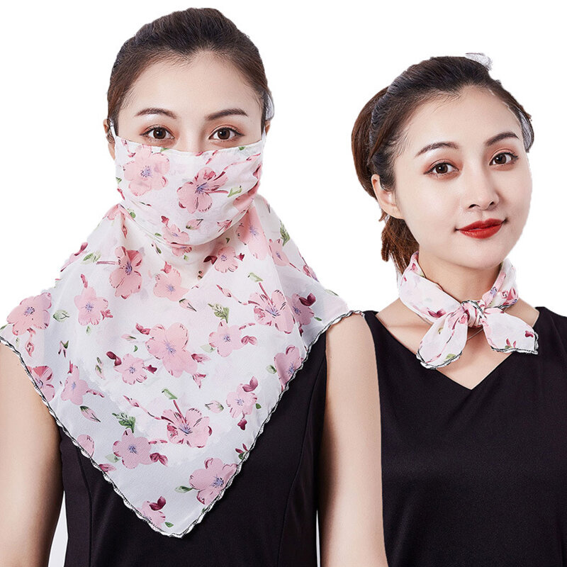 2 sztuk/zestaw moda Mash dla twarzy kobiety szyfonowa cienka krem do opalania welon małych jedwabnych szalik szyi straży gaza najnowsze akcesoria