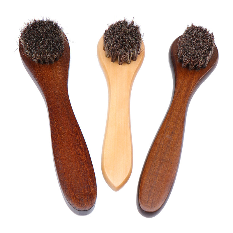 Cepillo de pelo de caballo con mango de madera largo para limpieza de calzado, cepillo de pelo de cerdas, piezas, 1 unidad