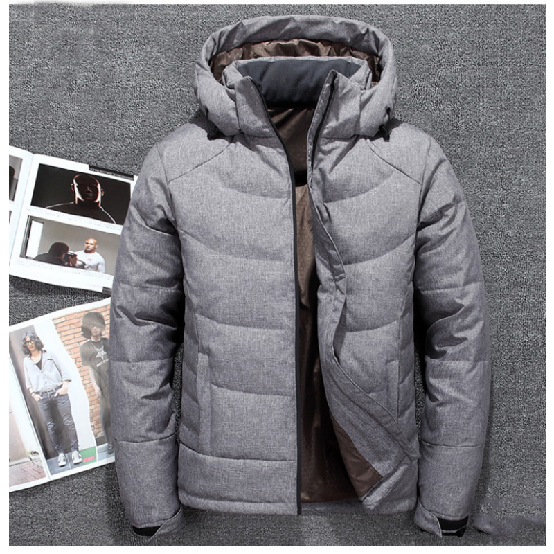 2023 New Men's White Duck Down Jacket Thick Warm Coat Winter Hooded Parka Men Casual Overcoat Male
