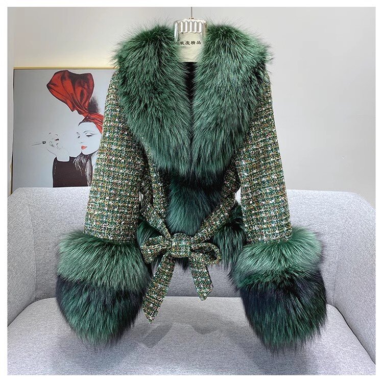 Piumino di pelliccia il nuovo cappotto di lana di pelliccia di volpe argento donna
