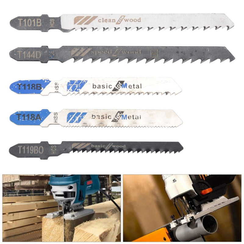 Set pisau gergaji ukir, 20 buah gergaji Jig pengganti T berbagai macam untuk memotong kayu dan logam