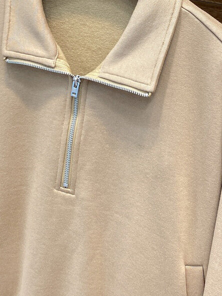 Anzug Kleid Revers lange locker sitzen solide Farbe halben Reiß verschluss Design warm und bequem Winter neu