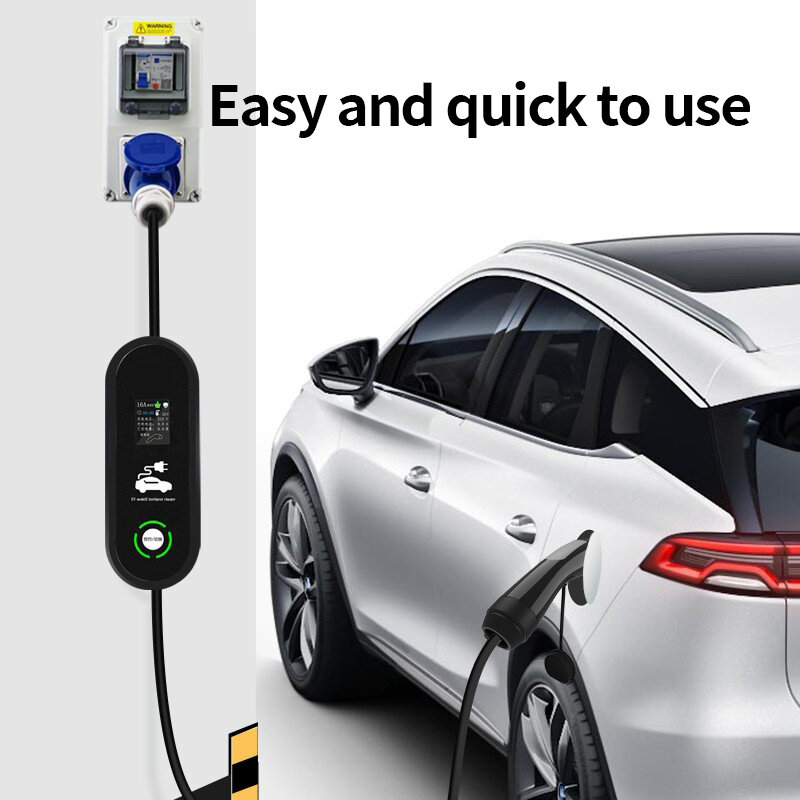 Chargeur de voiture électrique portable avec petit écran, boîtier de développement NACS pour New Energy EV, 7KW, 5 M, 220 V, 5 mètres